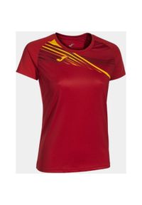 Damska Koszulka Sportowa Joma Elite X Czerwona - Oddychająca i Wygodna. Kolor: czerwony, żółty, wielokolorowy. Materiał: poliester, elastan. Sport: bieganie
