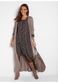 bonprix - Sukienka z lejącej wiskozy. Kolor: czarny. Materiał: wiskoza. Długość rękawa: długi rękaw. Wzór: kwiaty #2