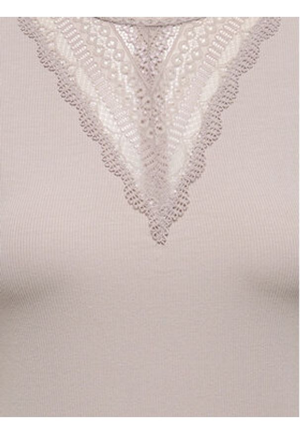 only - ONLY Bluzka Tilde 15335353 Beżowy Slim Fit. Kolor: beżowy. Materiał: wiskoza