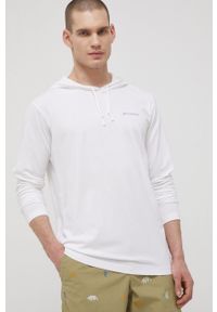 columbia - Columbia bluza sportowa Sun Trek męska kolor biały z kapturem gładka. Typ kołnierza: kaptur. Kolor: biały. Materiał: materiał, skóra, włókno. Wzór: gładki. Styl: sportowy