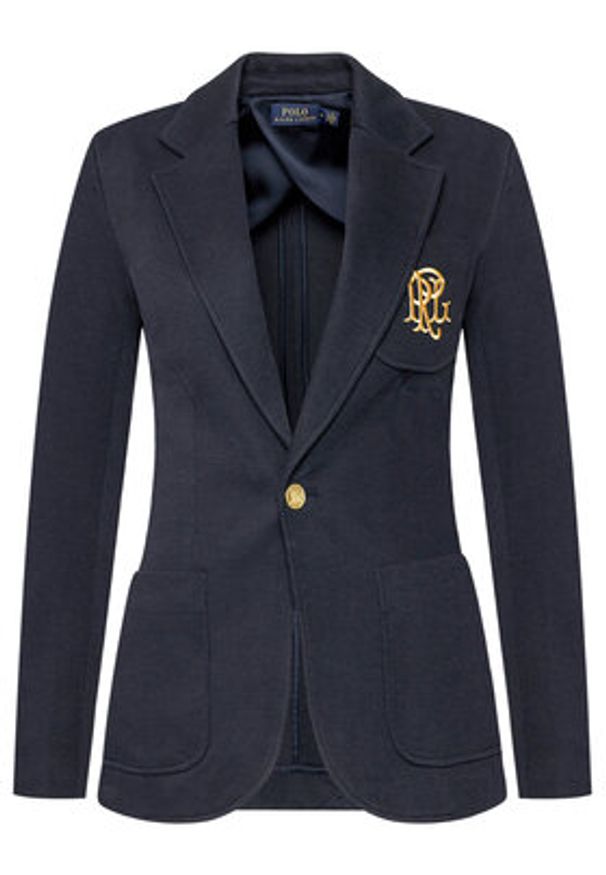 Polo Ralph Lauren Marynarka Blz 211795348002 Granatowy Slim Fit. Typ kołnierza: polo. Kolor: niebieski. Materiał: wiskoza, bawełna