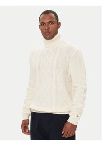TOMMY HILFIGER - Tommy Hilfiger Golf MW0MW40914 Écru Regular Fit. Typ kołnierza: golf. Materiał: wełna #1