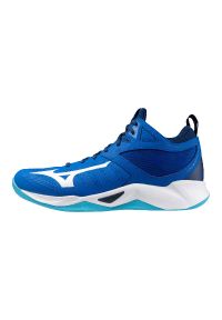 Buty halowe Mizuno Wave Dimension Mid. Okazja: na co dzień. Kolor: niebieski, wielokolorowy, biały. Model: Mizuno Wave. Sport: siatkówka