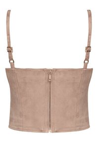 Guess Top W6RH03 WJ472 Beżowy Slim Fit. Kolor: beżowy. Materiał: syntetyk #3