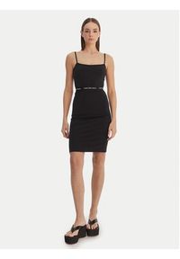 Calvin Klein Sukienka codzienna LV047F289G Czarny Slim Fit. Okazja: na co dzień. Kolor: czarny. Materiał: bawełna. Typ sukienki: proste. Styl: casual #3