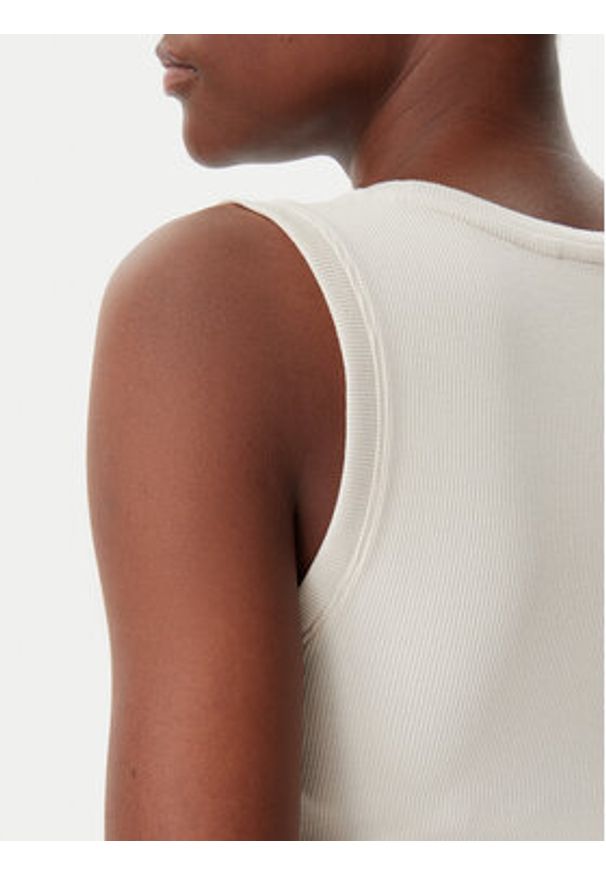Tommy Jeans Top Essential DW0DW20673 Beżowy Slim Fit. Kolor: beżowy. Materiał: bawełna