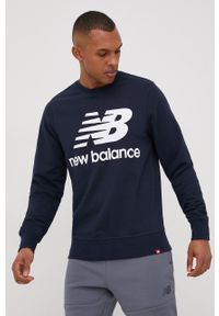 New Balance bluza MT03560ECL męska kolor granatowy z nadrukiem. Kolor: niebieski. Materiał: bawełna, dzianina. Wzór: nadruk