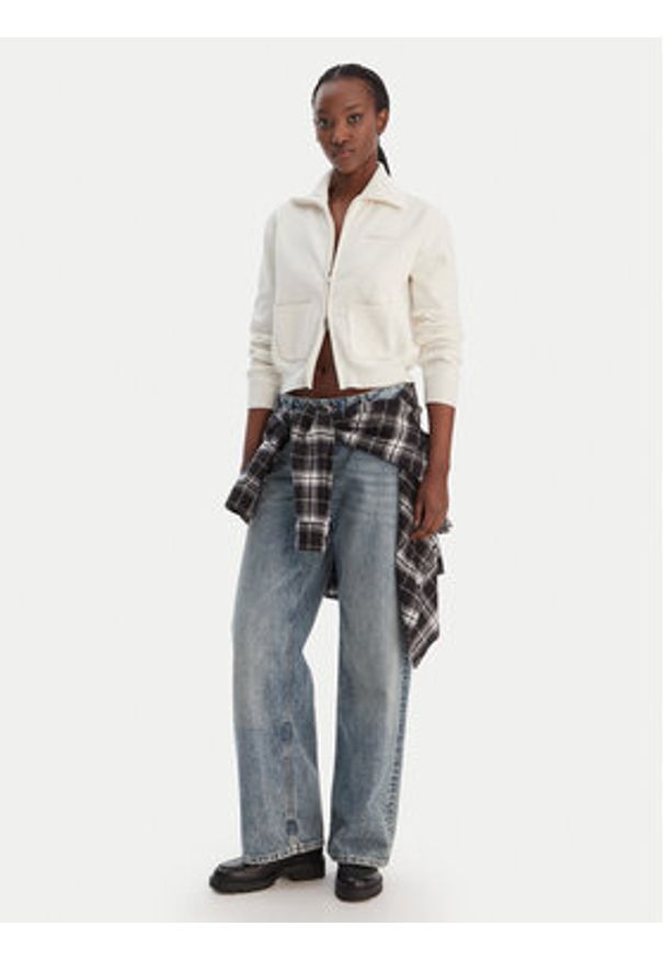 Tommy Jeans Bluza Cozy Sript DW0DW22029 Écru Regular Fit. Kolor: kremowy. Materiał: syntetyk