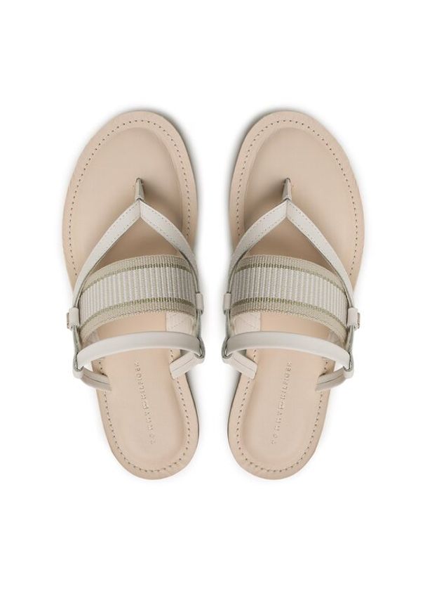 TOMMY HILFIGER - Tommy Hilfiger Japonki Th Webbing Mule Sandal FW0FW07275 Biały. Kolor: biały. Materiał: skóra