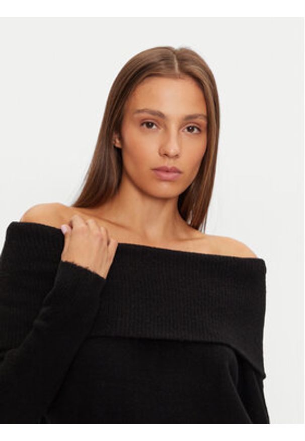 Brave Soul Sweter LK-248EVERLYNA Czarny Regular Fit. Kolor: czarny. Materiał: syntetyk