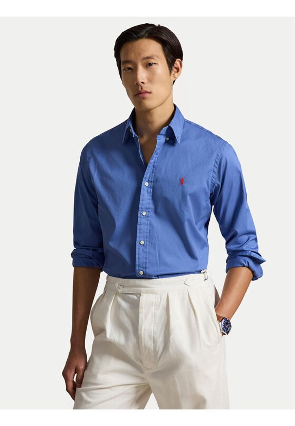 Polo Ralph Lauren Koszula 710B20512004 Niebieski Custom Fit. Typ kołnierza: polo. Kolor: niebieski. Materiał: bawełna