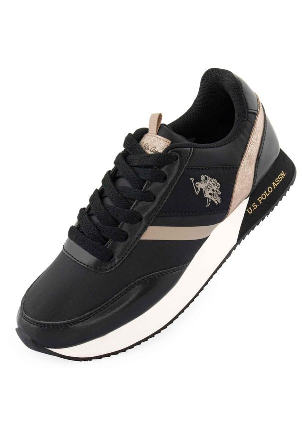 Eleganckie Sneakers U.S. Polo Assn. dla Kobiet - Czarne Rozmiar 39. Kolor: czarny. Materiał: skóra ekologiczna