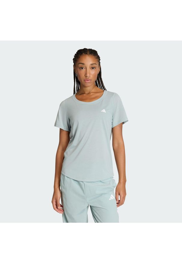 Adidas - Koszulka Workout Essentials Scoop Neck. Kolor: zielony. Technologia: ClimaCool (Adidas). Sport: fitness