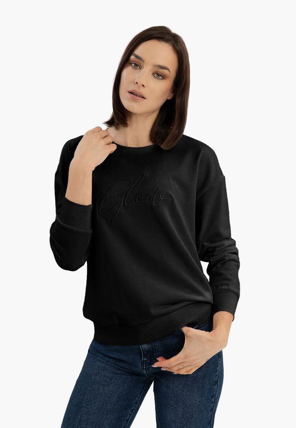 Volcano - Bluza z napisem B-GLOW. Materiał: bawełna, skóra, materiał. Wzór: napisy. Styl: klasyczny