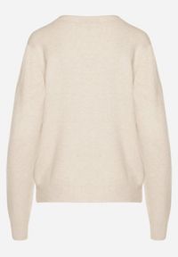 Born2be - Beżowy Sweter z Wiskozą i Wełną z Dekoltem w Serek Claida. Okazja: na co dzień. Typ kołnierza: dekolt w serek. Kolor: beżowy. Materiał: wiskoza, wełna. Styl: casual #5