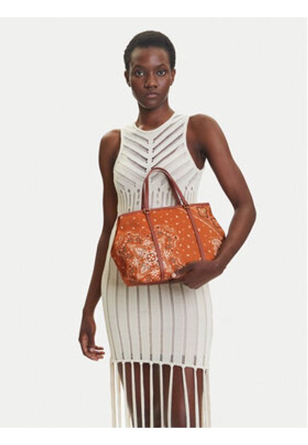 Pinko - PINKO Torebka Shopper Classic PE 25 PLTT 104899 A2AS Brązowy. Kolor: brązowy