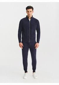 Pako Lorente - PAKO LORENTE - Granatowa bluza dresowa na suwak. Kolor: szary, niebieski. Materiał: dresówka. Wzór: gładki #4