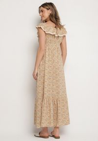 Born2be - Żółta Sukienka Ozdobiona Falbankami Folirae. Okazja: na co dzień, na spacer. Typ kołnierza: kołnierz z falbankami. Kolor: żółty. Wzór: aplikacja. Sezon: lato. Typ sukienki: sportowe. Styl: casual, sportowy #3