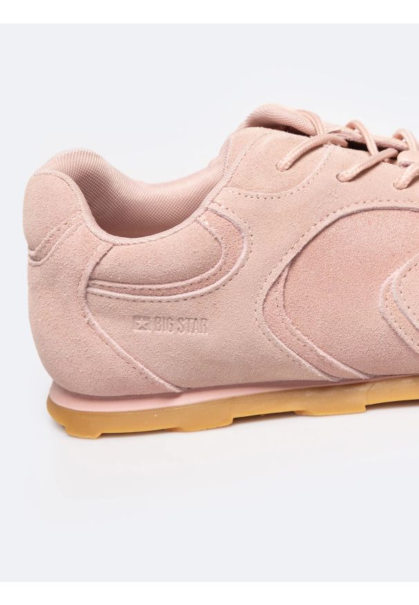 Big-Star - Sneakersy damskie ze skóry naturalnej zamszowej różowe RR274820 601. Okazja: na co dzień. Kolor: różowy. Materiał: zamsz, skóra. Szerokość cholewki: normalna. Sezon: wiosna, lato