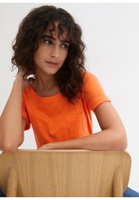 bonprix - T-shirt z czystej bawełny organicznej. Kolor: pomarańczowy. Materiał: bawełna #3