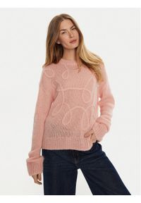 Munthe Sweter Tahlis 243160124370 Różowy Loose Fit. Kolor: różowy. Materiał: wełna