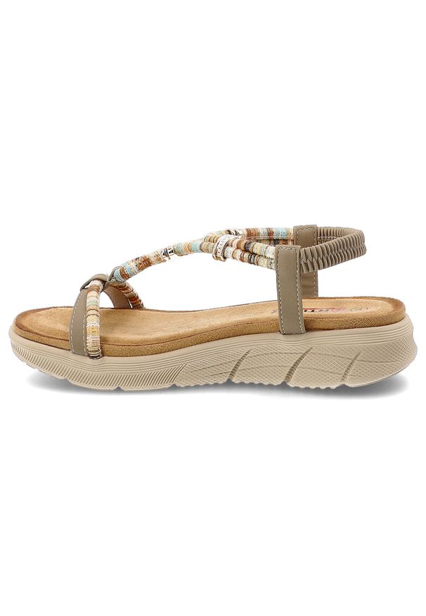 Sandały damskie Artiker, cholewka ze skóry ekologicznej cienkie paski z przodu elastyczny pasek na pięcie plecione detale, beżowe, 58C0009. Zapięcie: pasek. Kolor: beżowy. Materiał: skóra ekologiczna. Wzór: paski