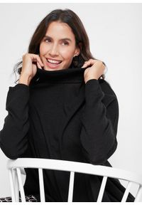 bonprix - Sweter poncho z golfem i asymetryczną linią dołu. Typ kołnierza: golf. Kolor: czarny #3