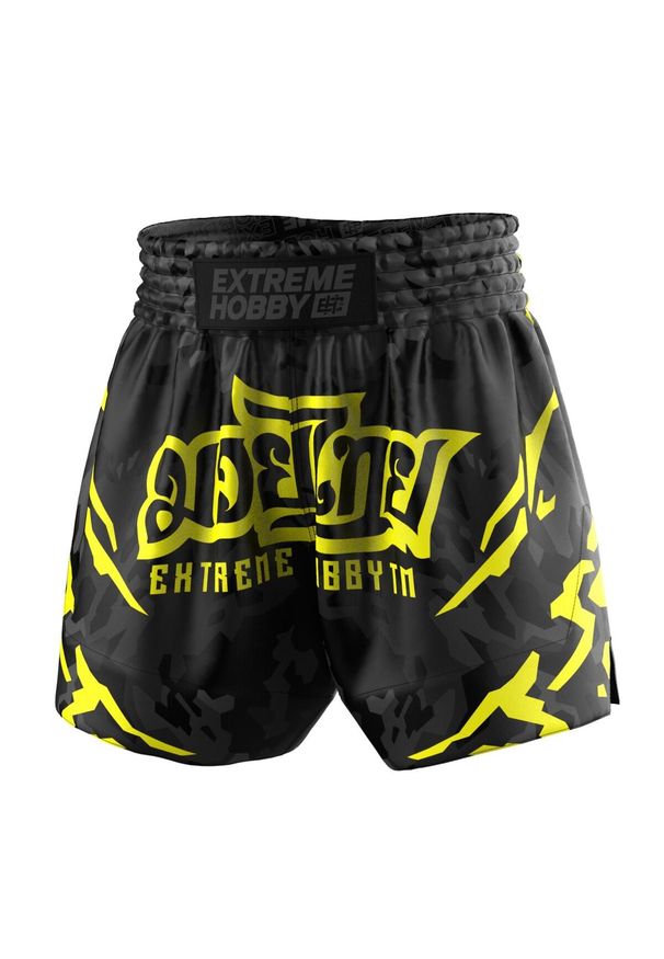 Spodenki Muay Thai męskie EXTREME HOBBY BLACK PANTHER. Kolor: czarny, żółty, wielokolorowy. Materiał: poliester