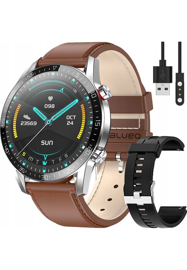 Techonic - SMARTWATCH DWA PASKI BLUEQ L13 LEATHER. Rodzaj zegarka: smartwatch