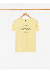 outhorn - T-shirt z nadrukiem damski. Materiał: bawełna, jersey. Wzór: nadruk #5