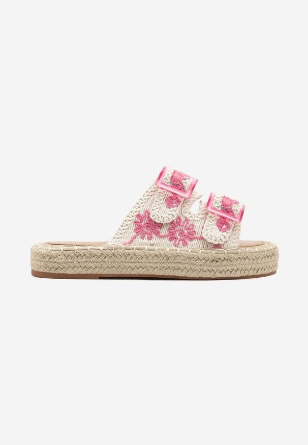 Born2be - Beżowo-Różowe Klapki Vices z Plecionką i Klamrami Vilsela. Okazja: na co dzień, na spacer. Kolor: beżowy. Styl: klasyczny, casual