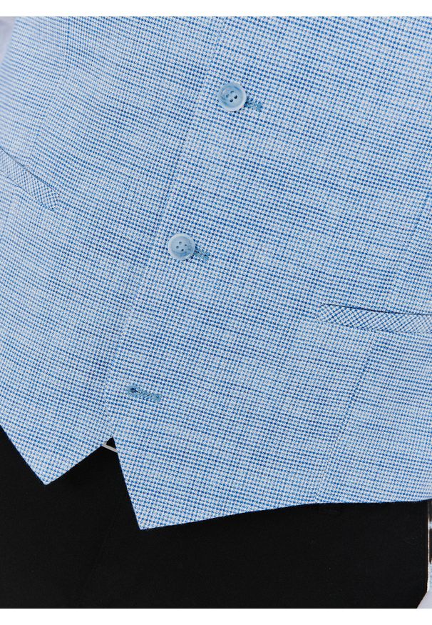 Pako Lorente - PAKO LORENTE – Jednorzędowa kamizelka męska w drobną kratę. Materiał: poliester, elastan, bawełna