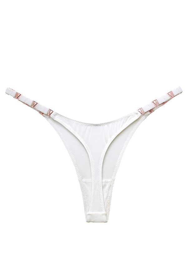 Intica - Stringi z ozdobną gumką na specjalne okazje Delcie. Kolor: biały. Materiał: materiał, skóra. Długość: długie