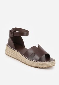 Born2be - Ciemnobrązowe Sandały VICES na Grubej Plecionej Podeszwie Meztora. Okazja: na co dzień. Zapięcie: sprzączka. Kolor: brązowy. Wzór: ażurowy. Sezon: lato. Styl: casual, klasyczny, elegancki #3
