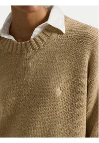 Polo Ralph Lauren Sweter 211A96252001 Beżowy Relaxed Fit. Typ kołnierza: polo. Kolor: beżowy. Materiał: bawełna #4