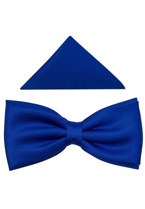 Modini - Niebieska/kobaltowa szeroka mucha męska B22. Kolor: niebieski. Materiał: tkanina, poliester. Styl: elegancki
