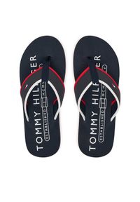 TOMMY HILFIGER - Tommy Hilfiger Japonki Tumble Beach Sandal FM0FM05710 Granatowy. Kolor: niebieski. Materiał: skóra #1