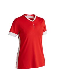 KIPSTA - Koszulka piłkarska damska Kipsta F500. Kolor: biały, czerwony, wielokolorowy. Materiał: poliester, materiał. Sport: piłka nożna