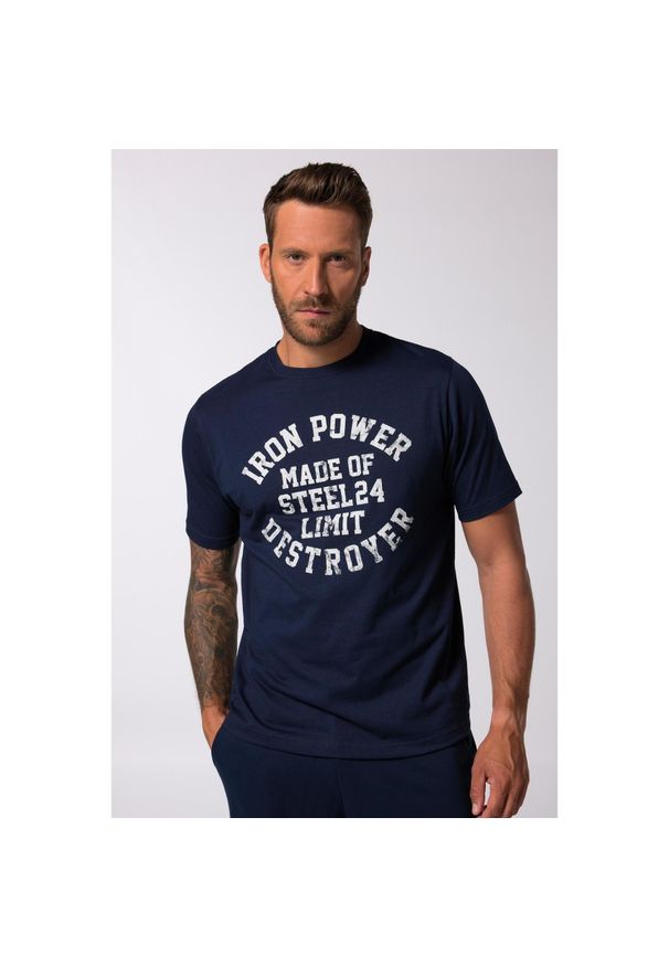 JAY-PI - Męski T-shirt Iron Anvil fitness rękaw 1/2 szybkoschnący do roz. 7XL. Kolekcja: plus size. Kolor: niebieski. Materiał: materiał, poliester, bawełna. Sport: fitness