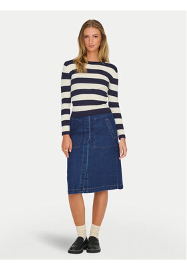 JDY Sweter Plum 15277223 Granatowy Regular Fit. Kolor: niebieski. Materiał: wiskoza