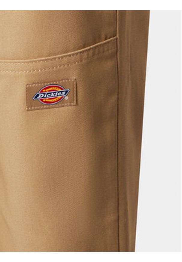Dickies Spodnie materiałowe Double DK0A4XZE Khaki Slim Fit. Kolor: brązowy. Materiał: bawełna