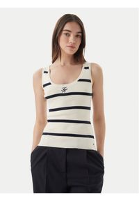 TOMMY HILFIGER - Tommy Hilfiger Top WW0WW48480 Kremowy Slim Fit. Kolor: kremowy. Materiał: bawełna #1