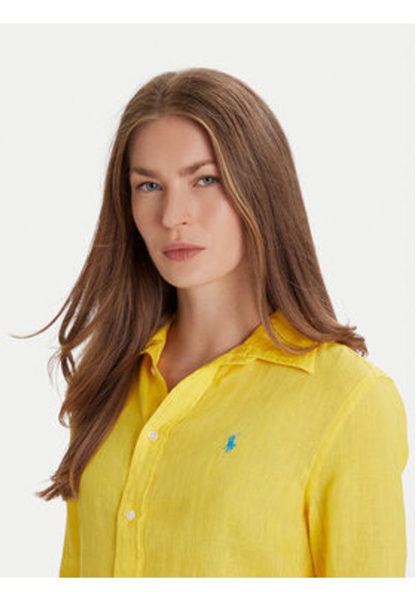 Polo Ralph Lauren Koszula 211970730 Żółty Classic Fit. Typ kołnierza: polo. Kolor: żółty. Materiał: len