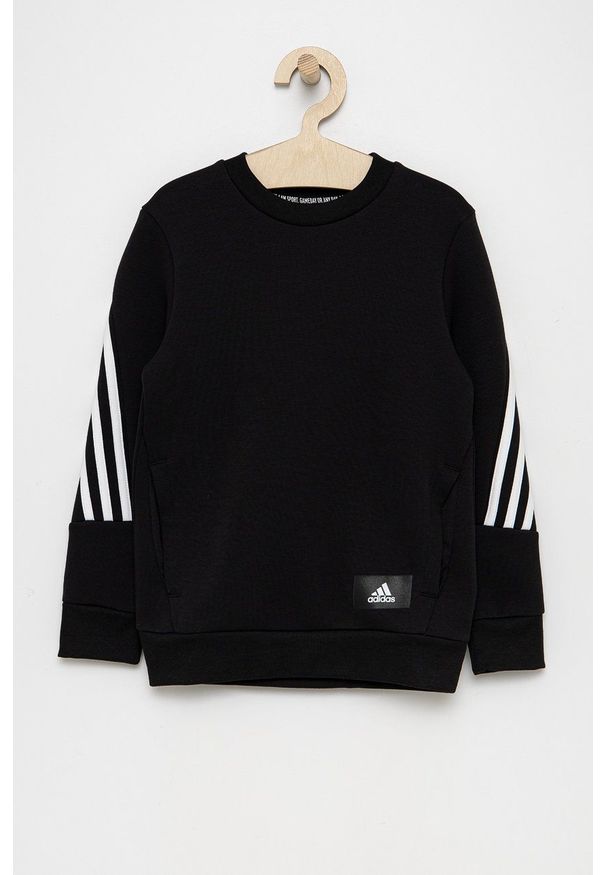 adidas Performance Bluza dziecięca GU4321 kolor czarny gładka. Okazja: na co dzień. Kolor: czarny. Materiał: dzianina, materiał. Wzór: gładki. Styl: casual