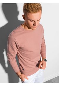 Ombre Clothing - Bluza męska bez kaptura B1153 - różowa - XXL. Typ kołnierza: bez kaptura. Kolor: różowy. Materiał: jeans, bawełna, poliester. Styl: klasyczny, elegancki #4