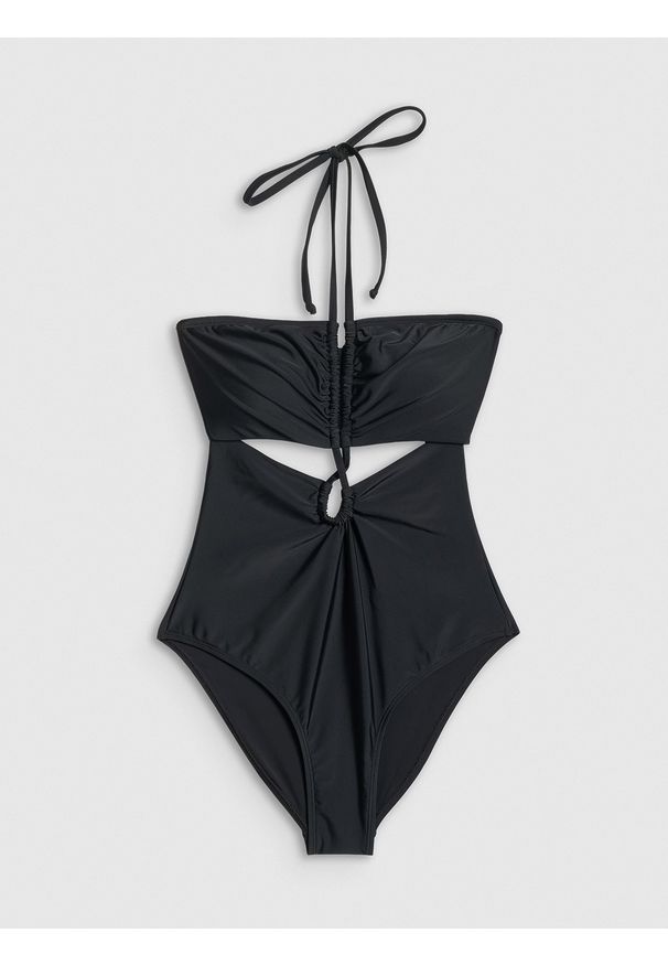 4f - 4F Kostium kąpielowy jednoczęściowy damski - czarny M. Kolor: czarny. Materiał: materiał. Długość: długie