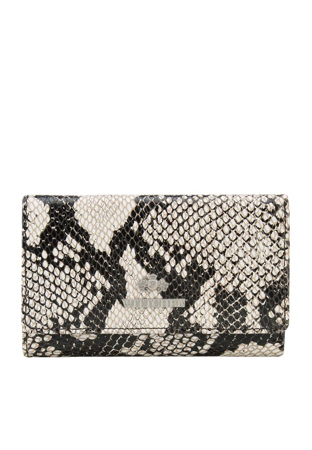 Wittchen - Damski portfel ze skóry lizard średni. Kolor: biały, wielokolorowy, czarny. Materiał: skóra