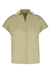 Volcano - Koszula z lnem C-GUARE. Okazja: na co dzień. Typ kołnierza: dekolt w serek. Kolor: zielony. Materiał: len. Długość rękawa: krótki rękaw. Długość: krótkie. Sezon: lato. Styl: casual, klasyczny #1