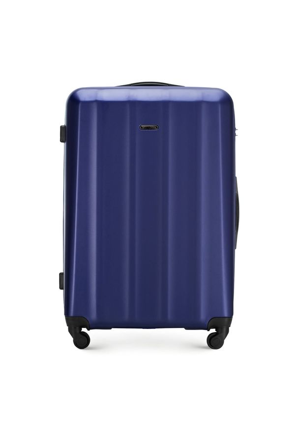 Wittchen - Duża walizka z polikarbonu fakturowana niebieska. Kolor: niebieski. Materiał: guma. Styl: klasyczny