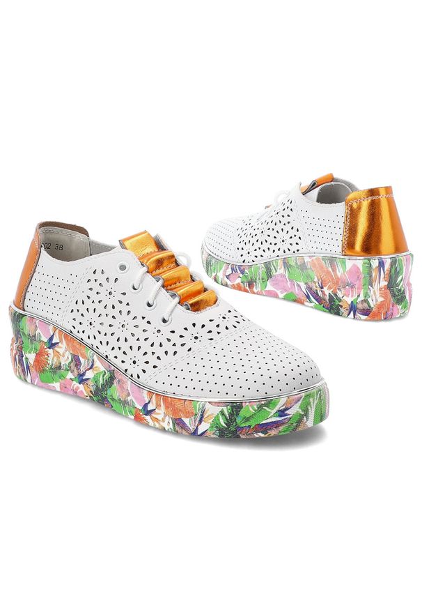 Białe Sneakersy Artiker Ażurowe Obuwie Damskie. Zapięcie: sznurówki. Kolor: biały. Materiał: materiał. Szerokość cholewki: normalna. Wzór: ażurowy. Styl: sportowy